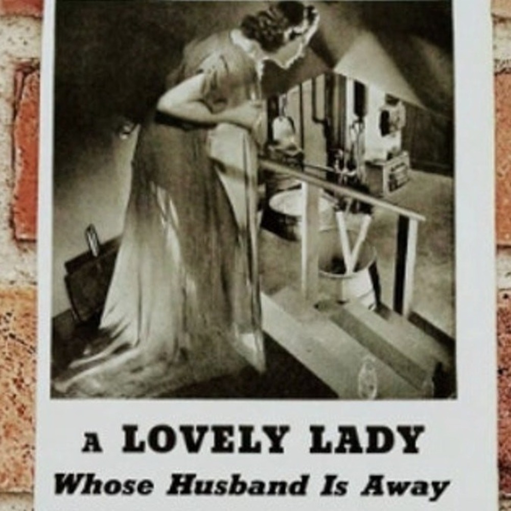 1941 Scary Basement Lovely Lady Whose Husband is Away Coal Burner Orig PRINT AD